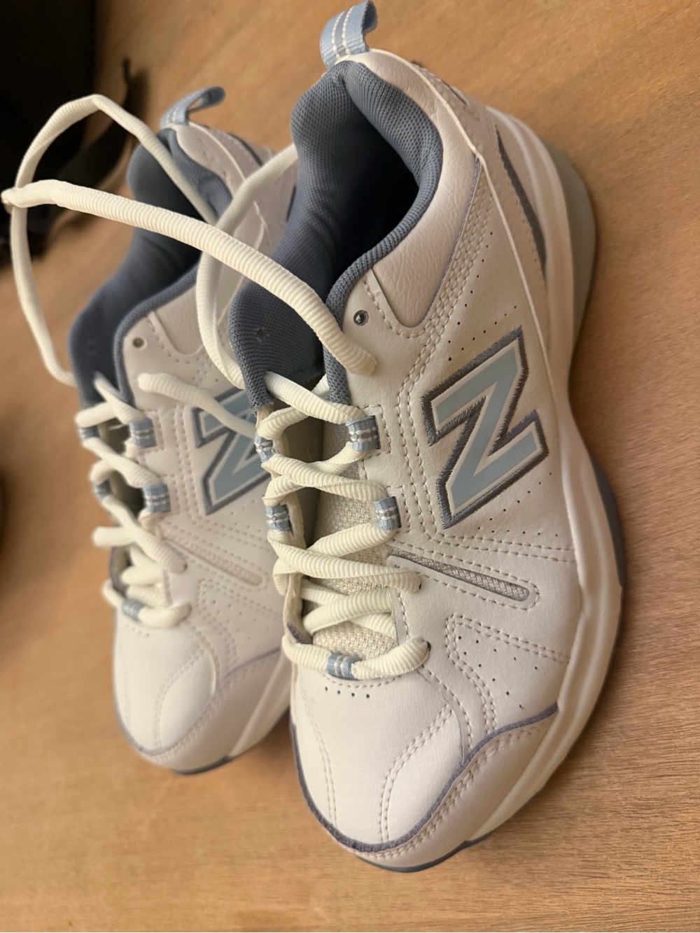 New Balance womens White & Light Blue Athletic Sneakers